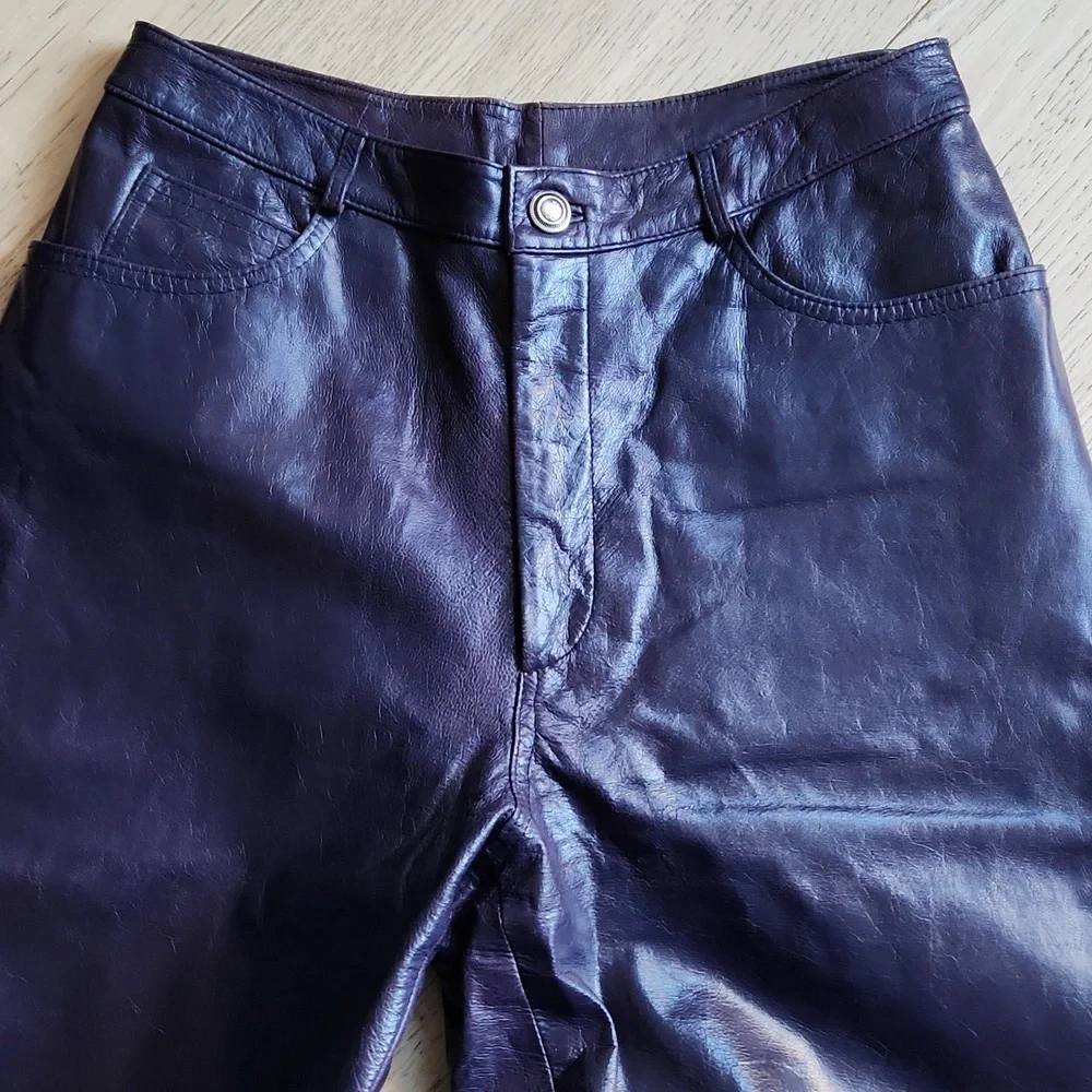 Vintage Elements by Vakko Leather Pants in Aubergine - Picture 4 of 15